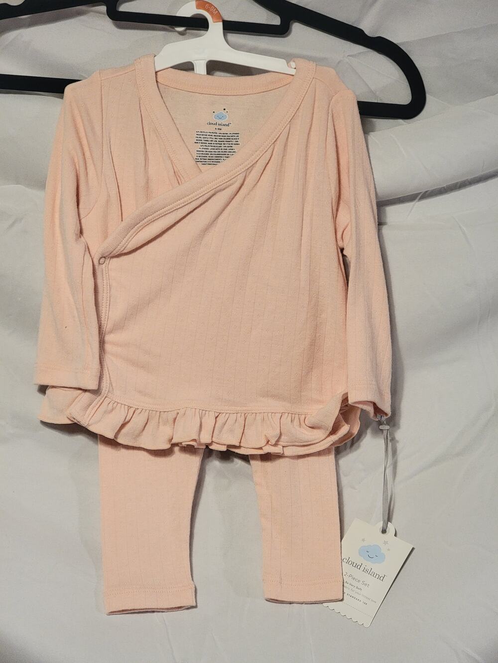 Cloud Island Baby Girls' 2pc Pointelle Top and Pants Set Light Pink Sz 6-9mo